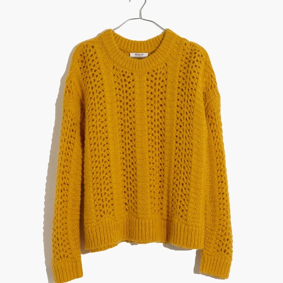 Madewell Windemere Pointelle Pullover Sweater Fuzzy Alpaca Blend -XS - Picture 5 of 13